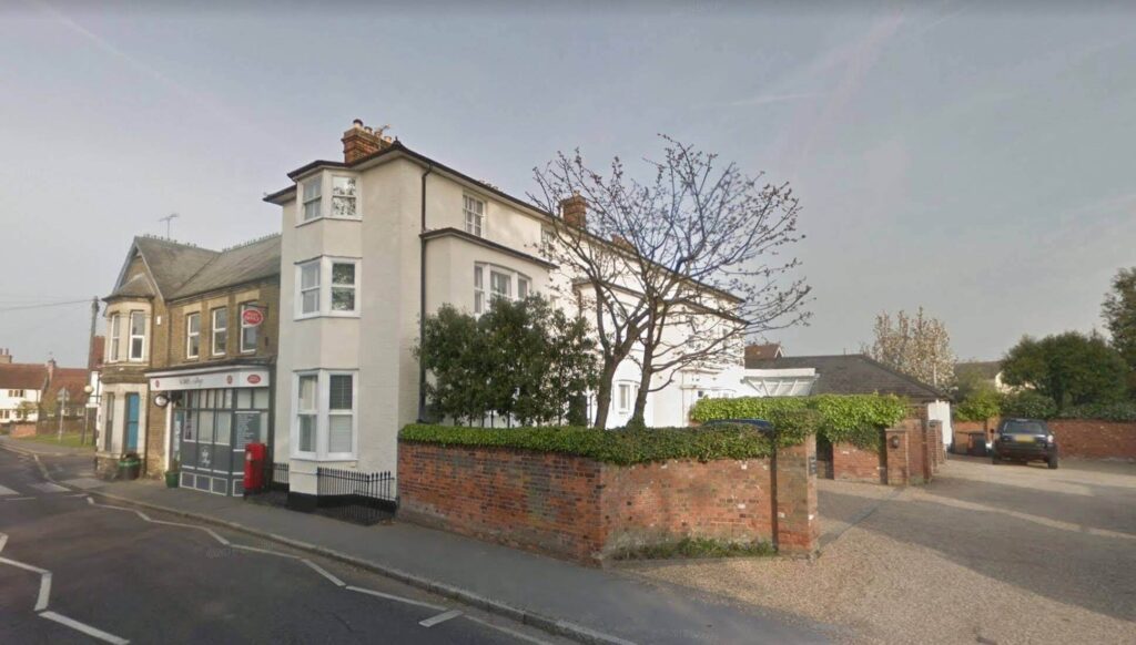 View from a distance of the completed sash window bays on the Essex property