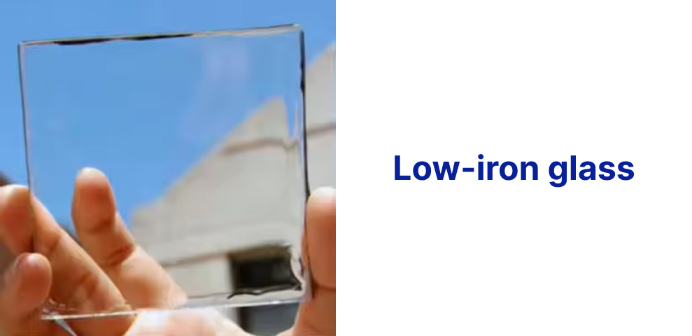 A person holds a clear, square piece of low-iron glass against a blue sky backdrop, highlighting the sleek elegance of single glazing in its pristine clarity.